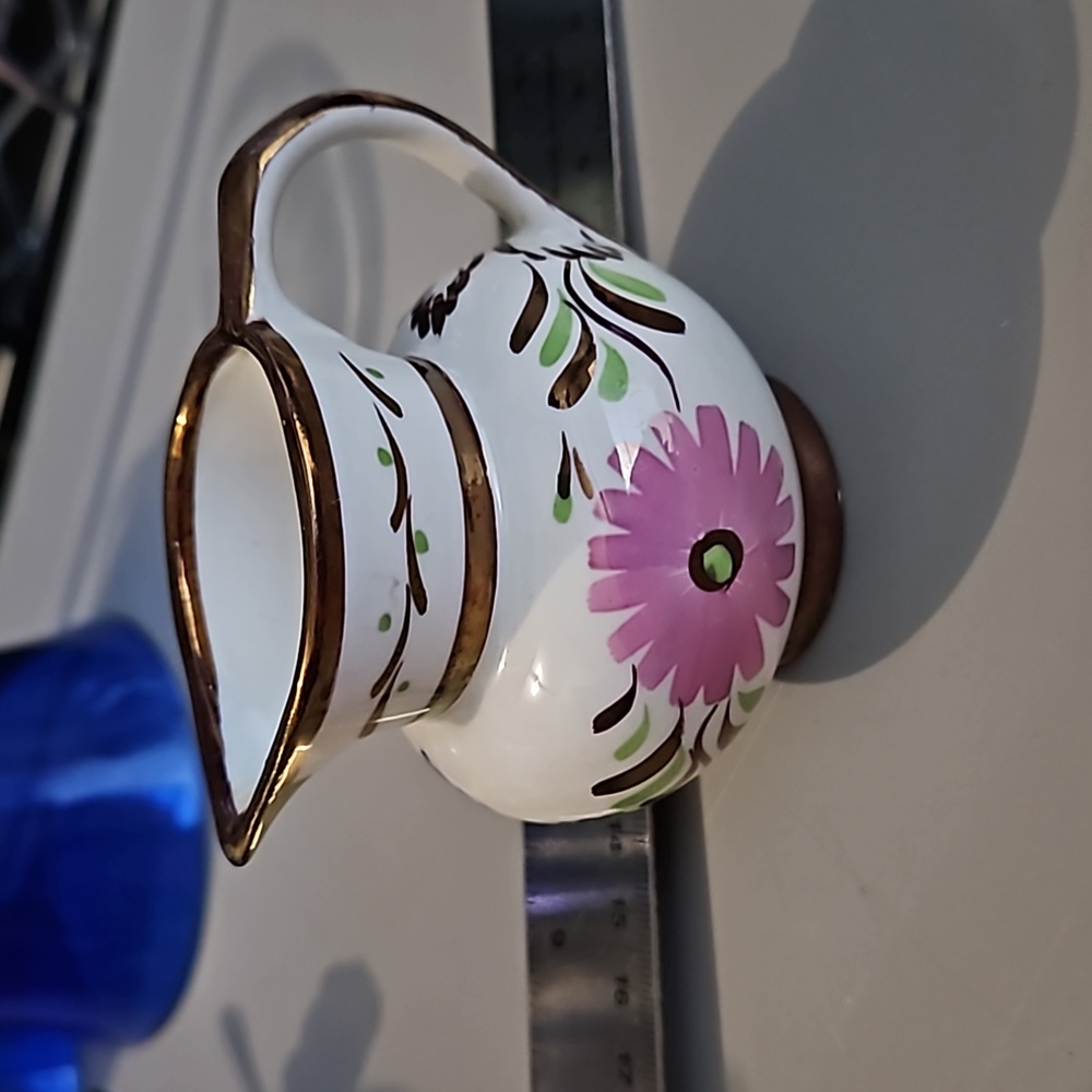 Gray's Pottery Stoke-on-Trent England Hand Painted Luster Mini Creamer Floral